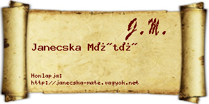 Janecska Máté névjegykártya